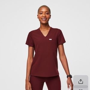 FIGS Women’s Burgundy Catrina One Pocket Scrub Top